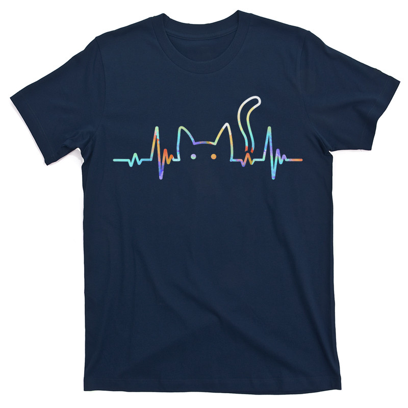 Heartbeat Cat Lover Animal Silhouette Cute Cat T-shirt