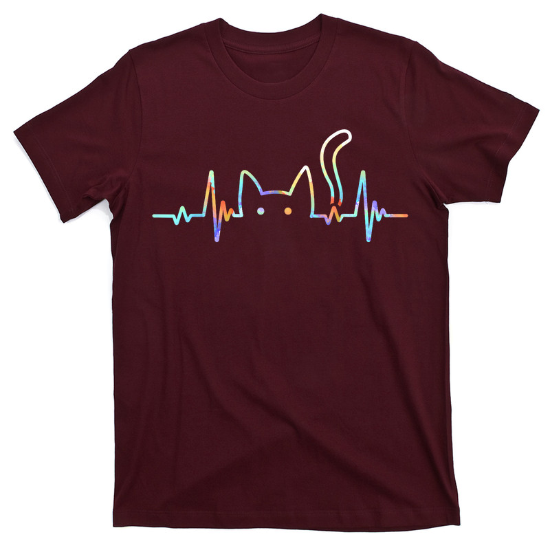 Heartbeat Cat Lover Animal Silhouette Cute Cat T-shirt