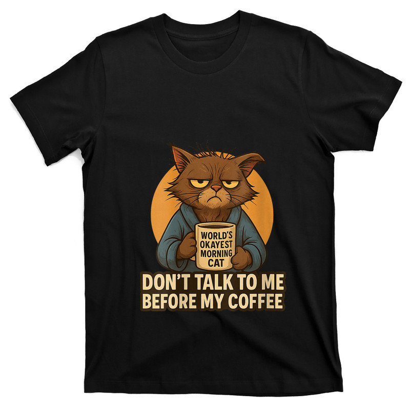 Womens Cranky Cat Coffee Quote T-shirt
