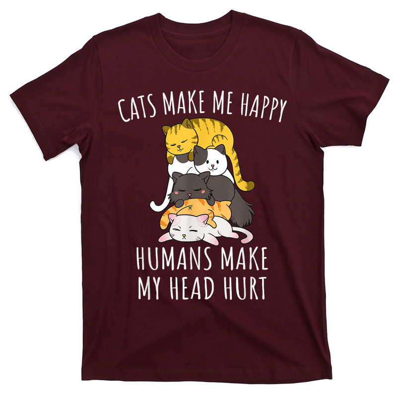 Cats Make Me Happy Humans Make My Head Hurt T-shirt