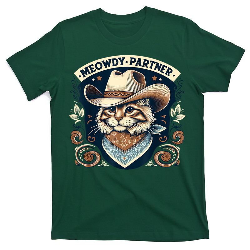 Meowdy Partner Cat Cowboy Hat Howdy T-shirt