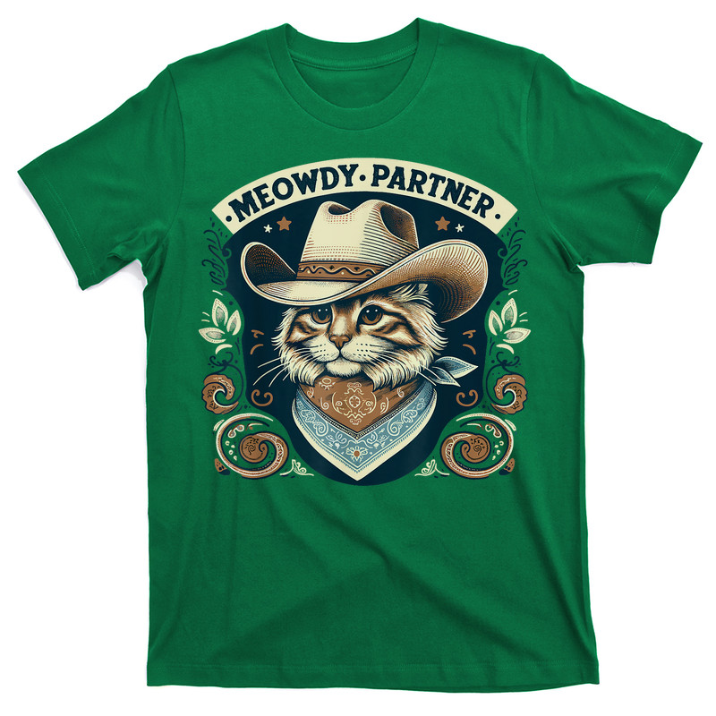 Meowdy Partner Cat Cowboy Hat Howdy T-shirt