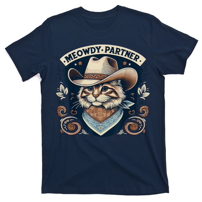 Meowdy Partner Cat Cowboy Hat Howdy T-shirt