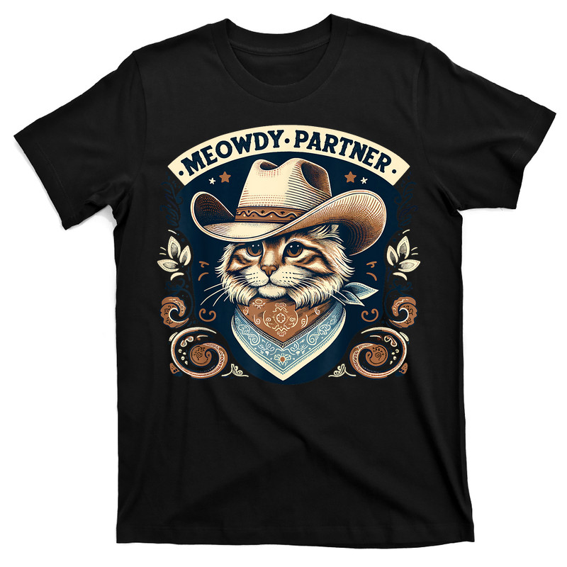 Meowdy Partner Cat Cowboy Hat Howdy T-shirt