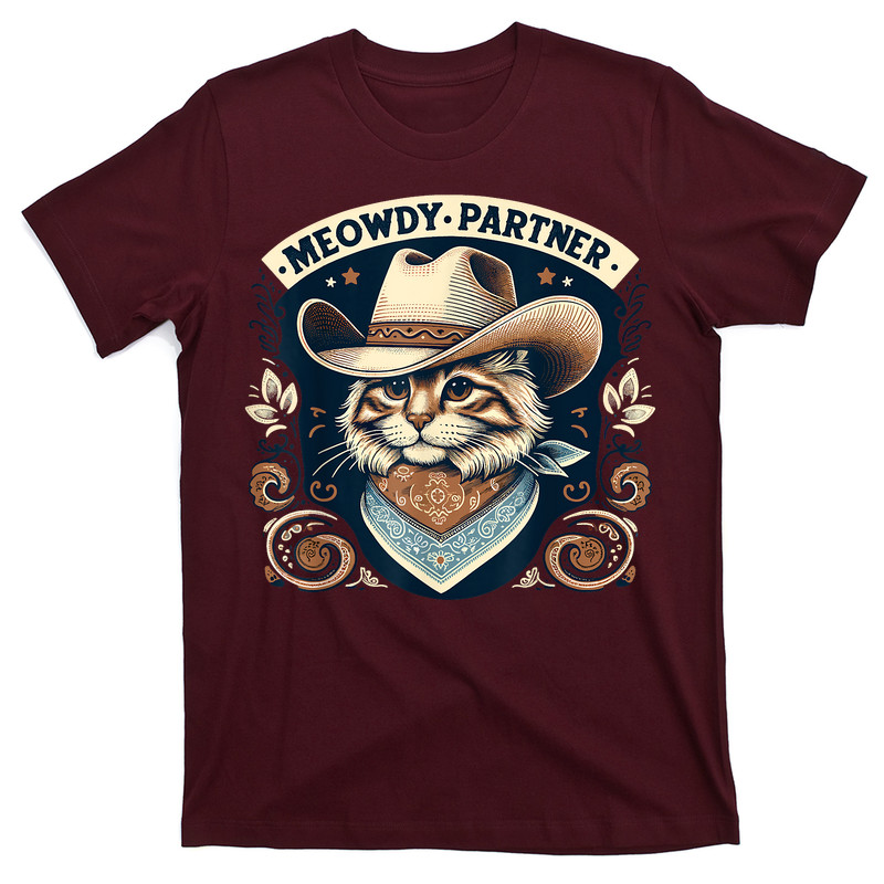 Meowdy Partner Cat Cowboy Hat Howdy T-shirt