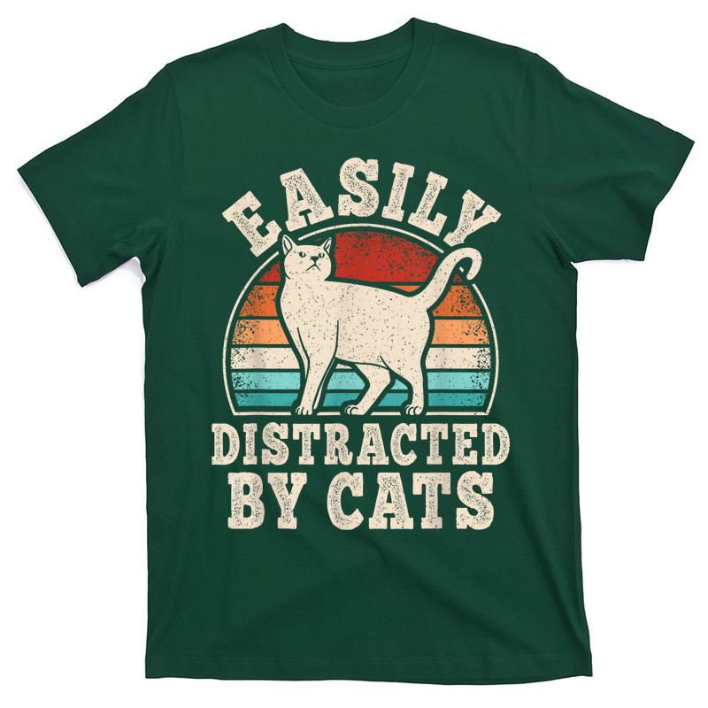 Easily Distracted By Cats Retro Cat T-shirt