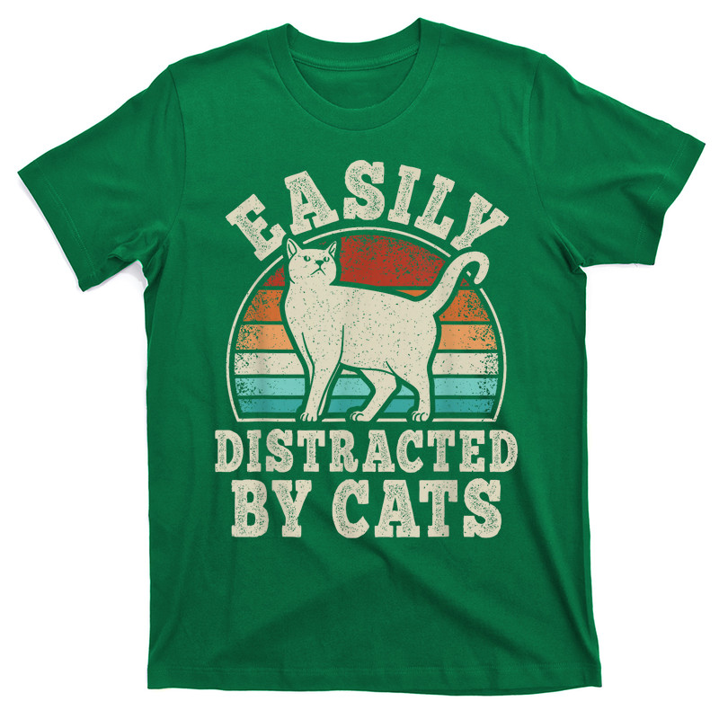 Easily Distracted By Cats Retro Cat T-shirt