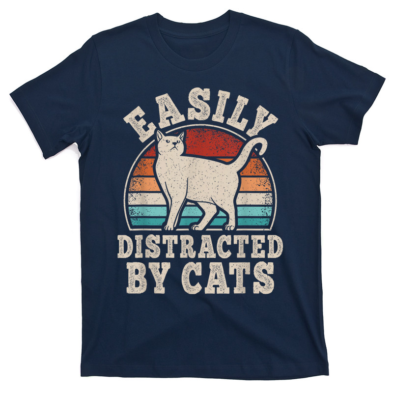 Easily Distracted By Cats Retro Cat T-shirt