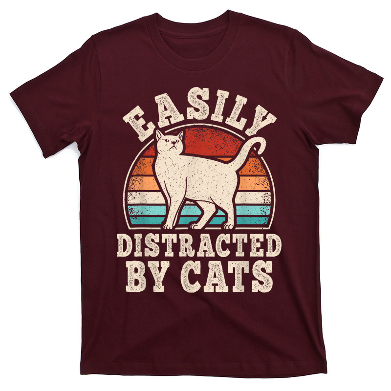Easily Distracted By Cats Retro Cat T-shirt