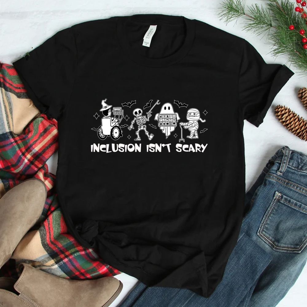 Inclusion Isn't Scary Shirt Teacher Skeleton Ghost Halloween Ltsp Shirt